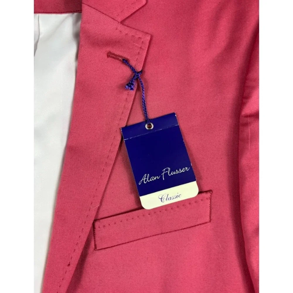 Alan Flusser Emerson Blazer 38R Coral Pink Cotton NWT Sport Coat Classic